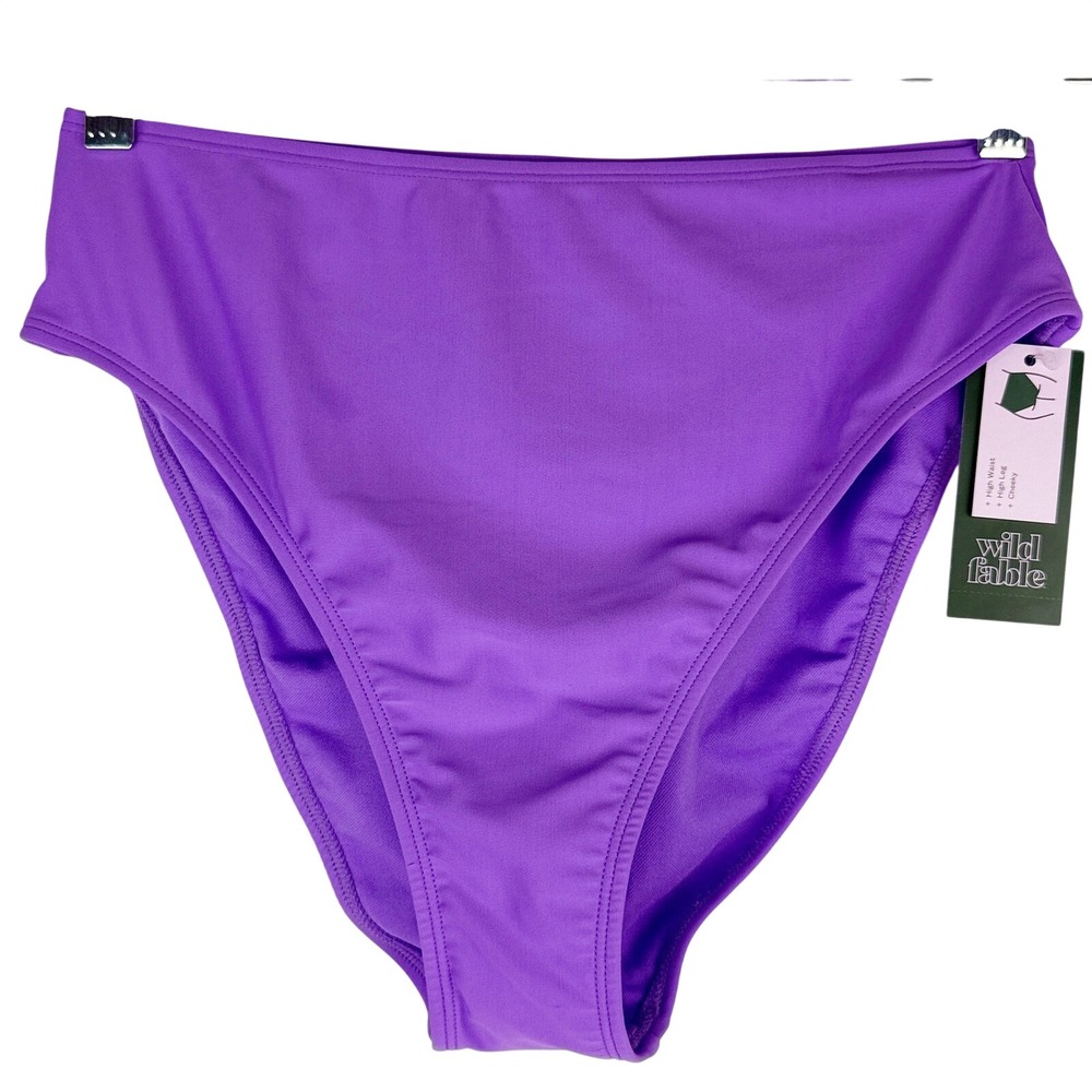 Wild Fable Purple High Waist High Leg Cheeky Bikini Bottom Womens Medium NWT